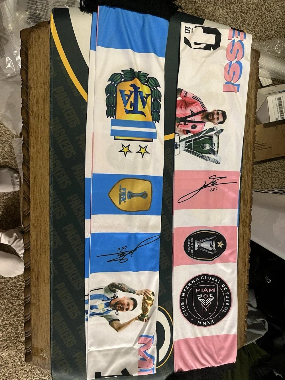 Inter Miami CF Lionel Messi MLS Soccer Fan Scarf X2 Pink/White/Black One Size